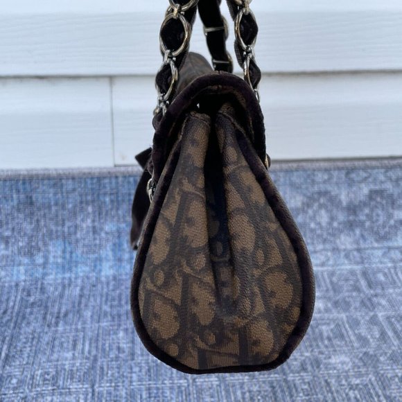 Christian Dior Paris Women Shoulder Bag Hand Bag CD Brown Monogram Made in Italy - Picture 7 of 12